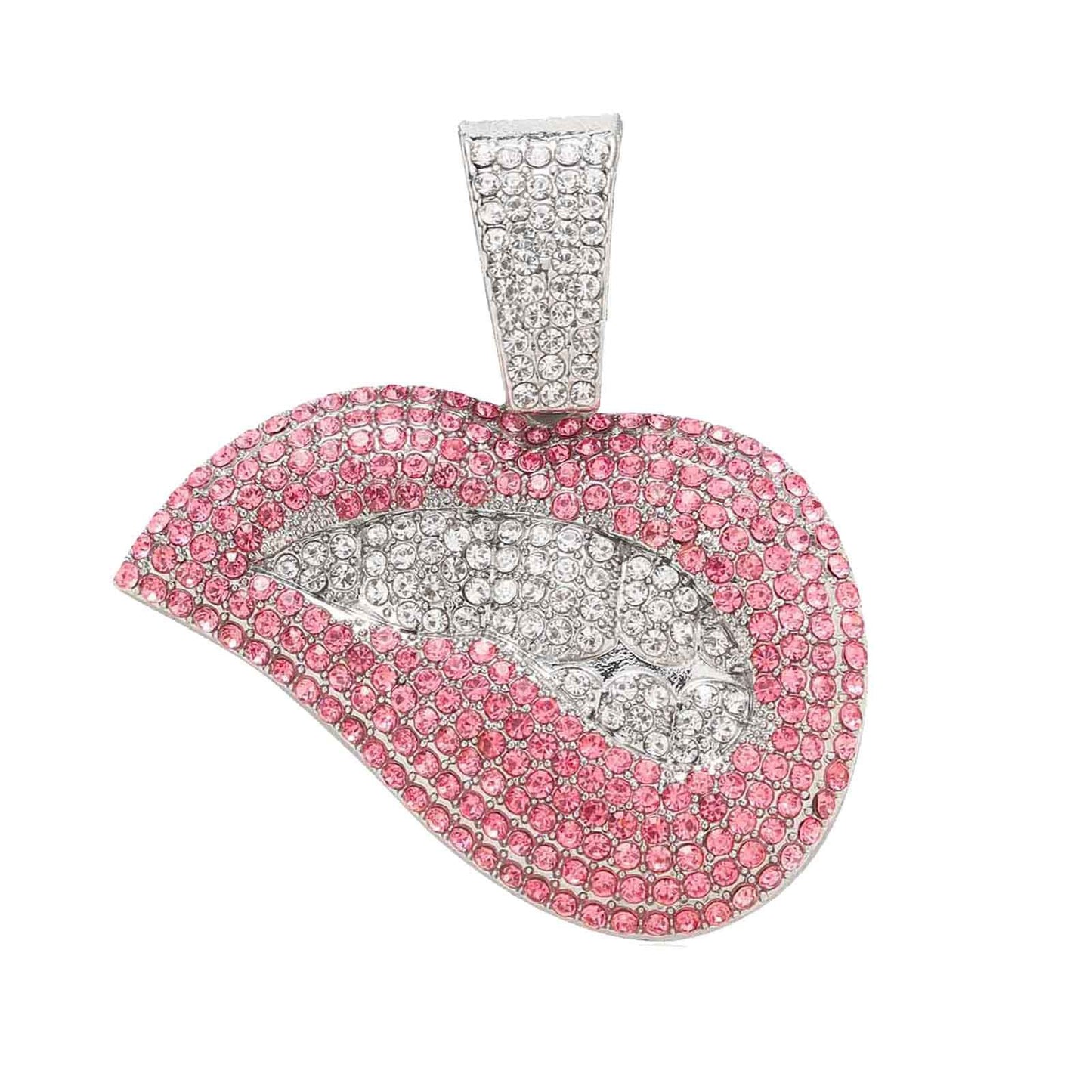 Hip Hop Cuban Link Lip Alloy Pendant Necklace for Men and Women