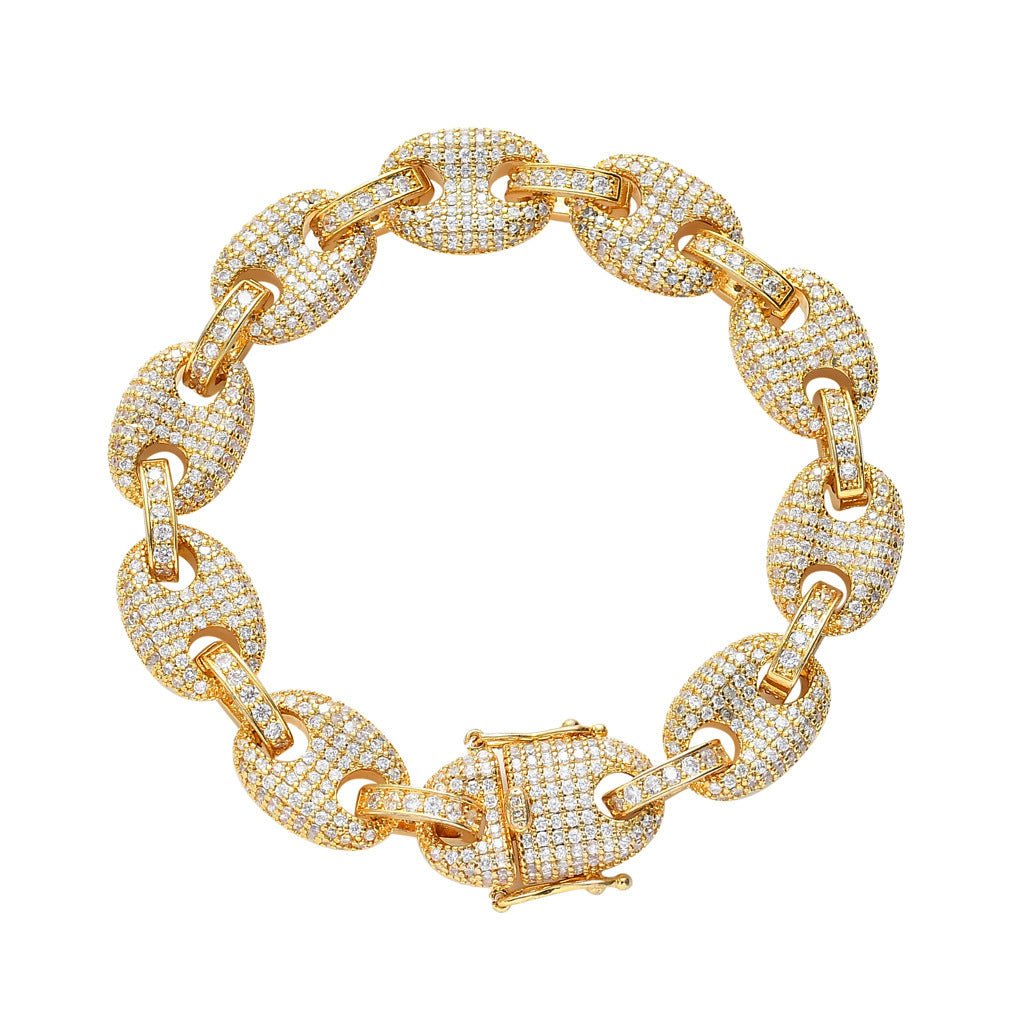 Hip Hop Light Luxury Heart Tennis Chain Cubic Zirconia Bracelet for Men and Women