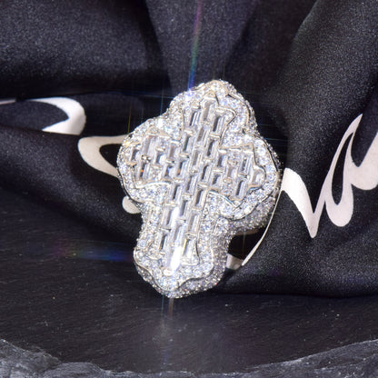 Unisex Iced Out Cross Statement Ring