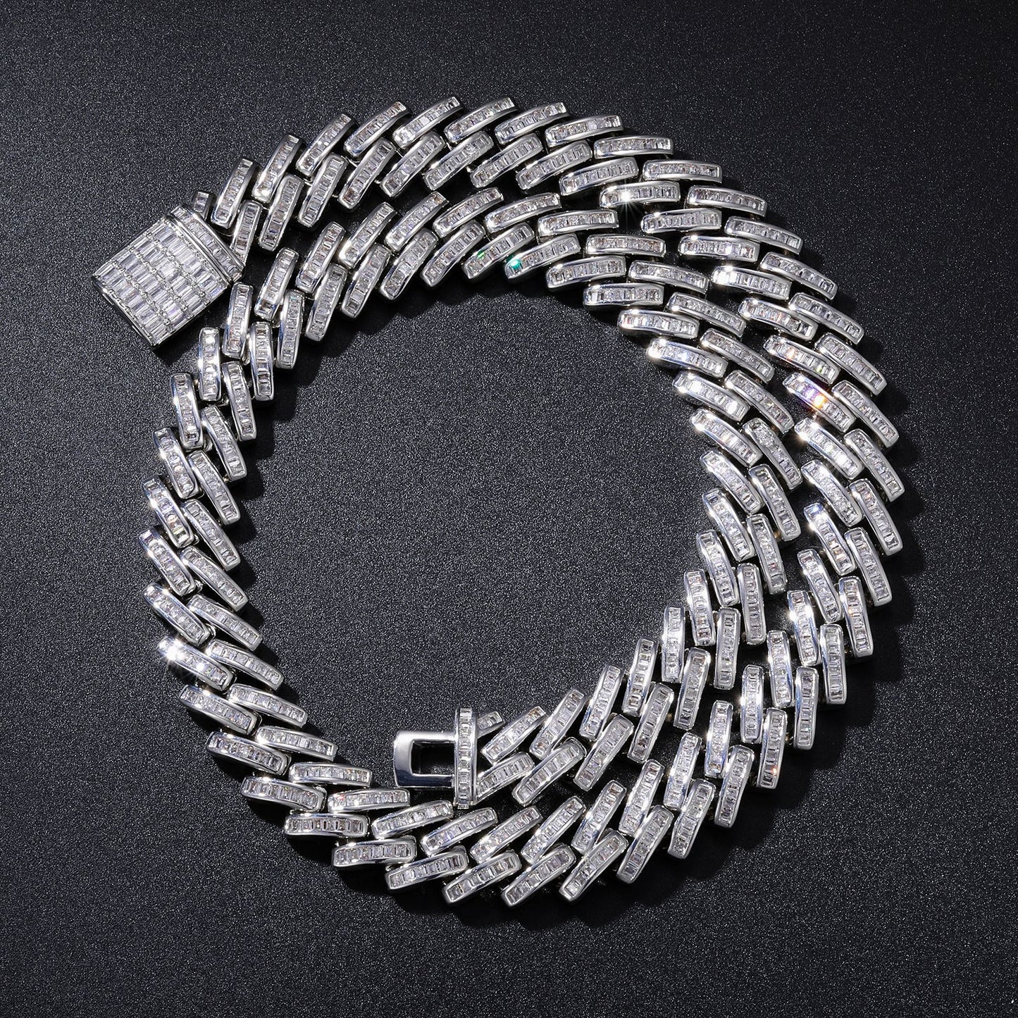 Geometric Zircon Cuban Link Chain Necklace and Bracelet product image