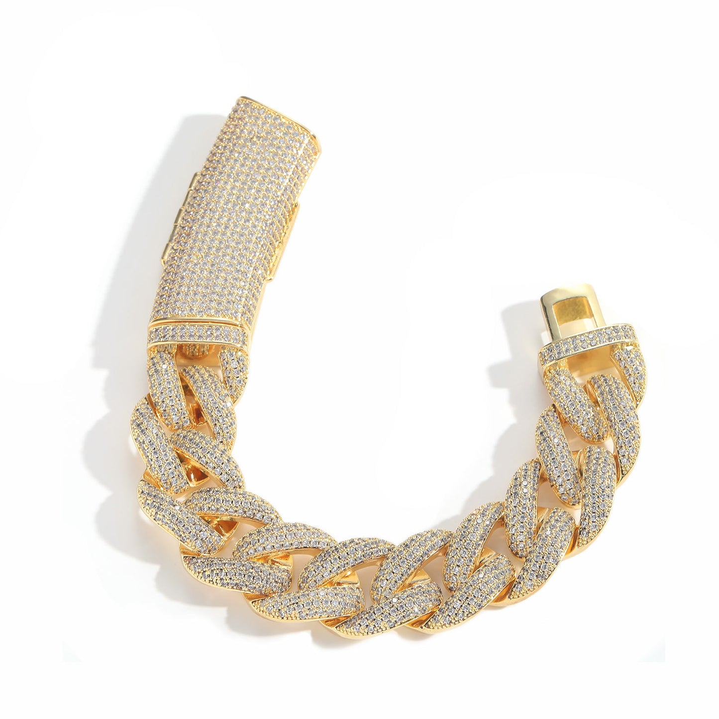 Hip Hop Cuban Link Bubble Cubic Zirconia Bracelet for Men