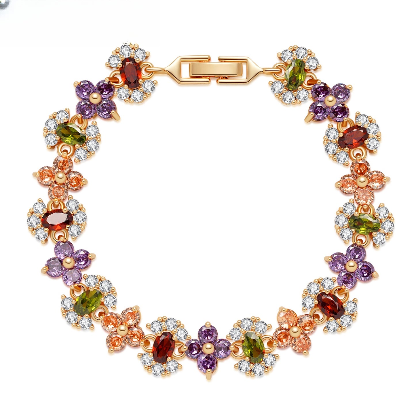 Floral Gem Statement Bracelet for Women
