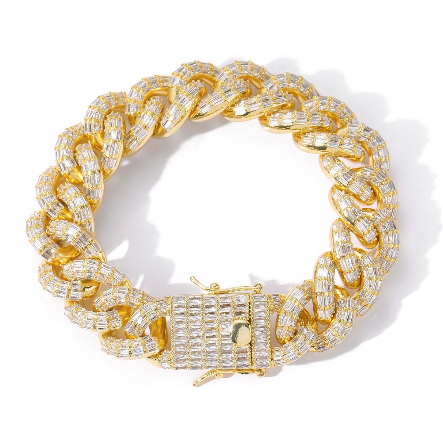 Hip Hop Light Luxury Square Cuban Link Cubic Zirconia Bracelet for Men