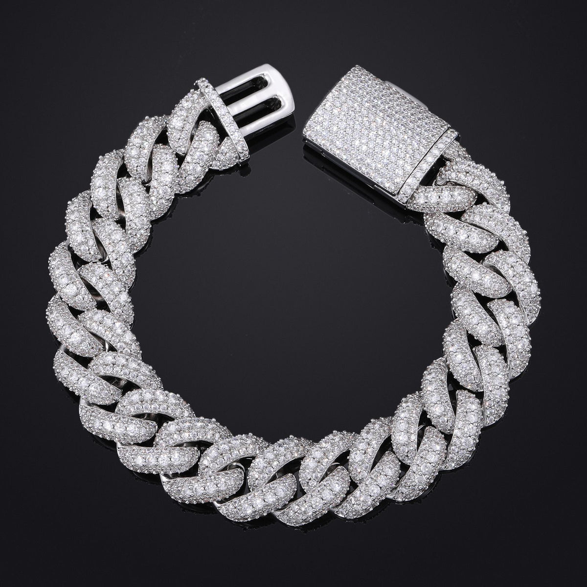 Pavé Cuban Link Bracelet, Unisex Hip Hop Bracelet, 15mm/18mm, Box Clasp product image