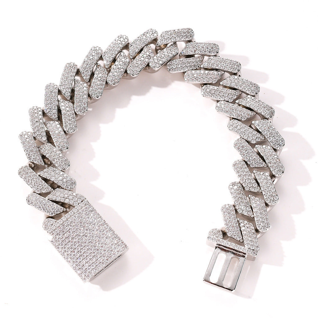 Hip Hop Diamond Shape Cuban Link Cubic Zirconia Bracelet for Men