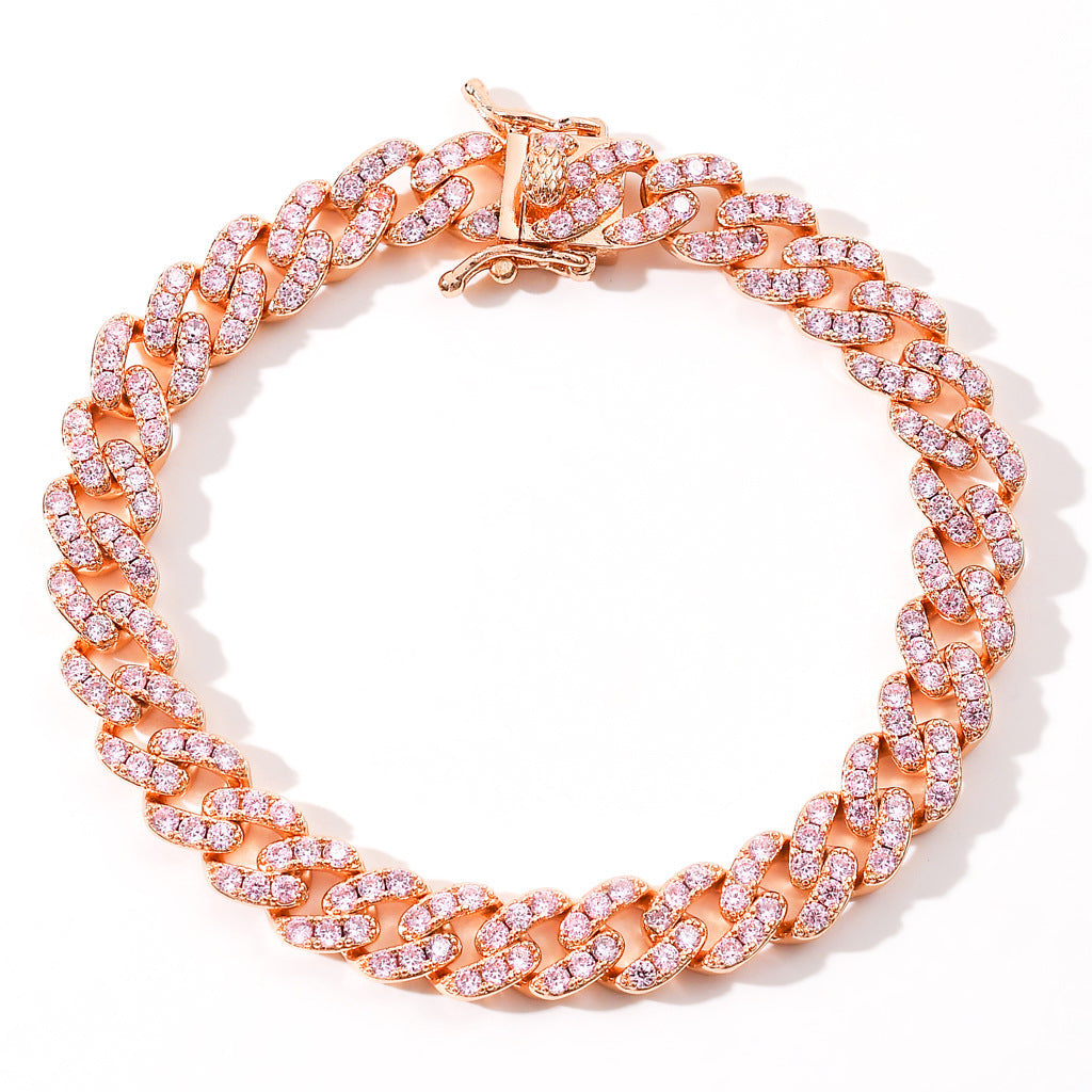 Hip Hop Cuban Link Cubic Zirconia Bracelet for Men and Women