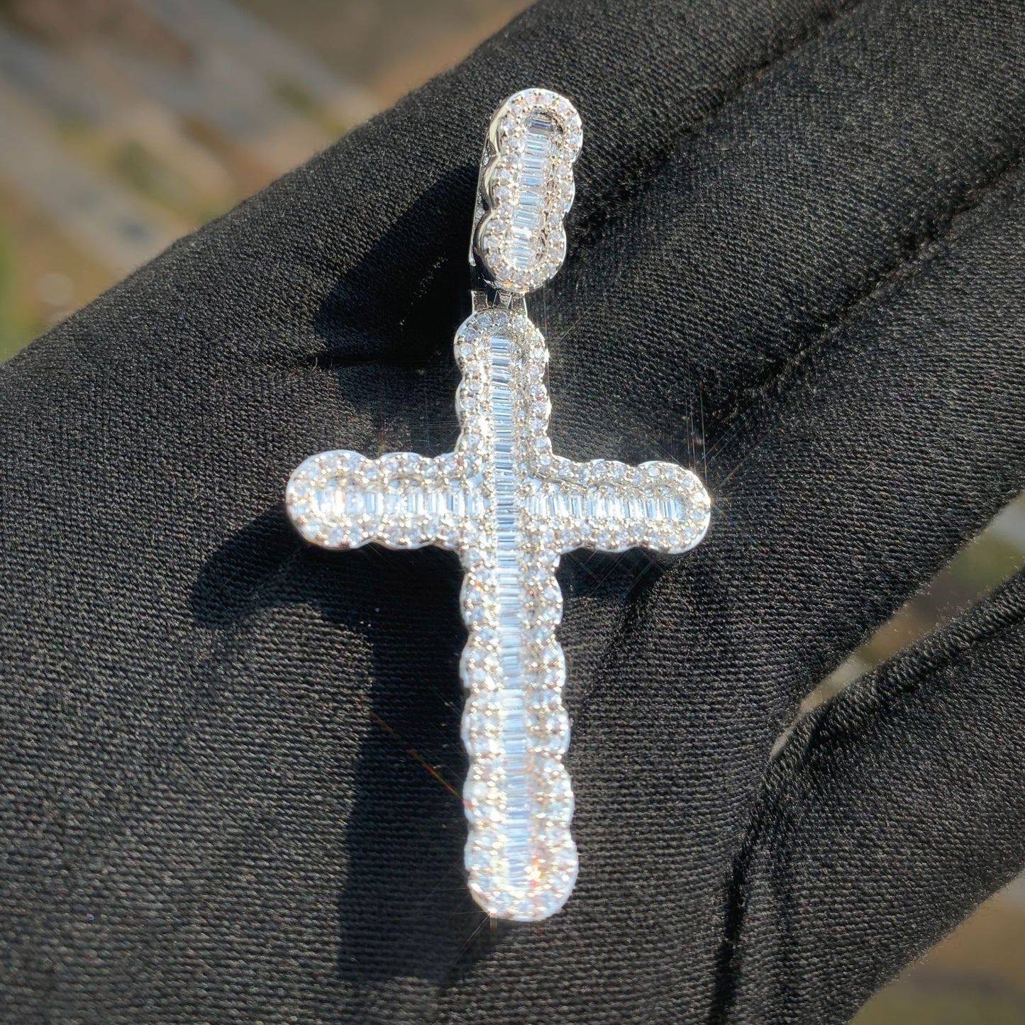 Iced Out Cross Pendant Necklace for Men Unisex Hip Hop Statement