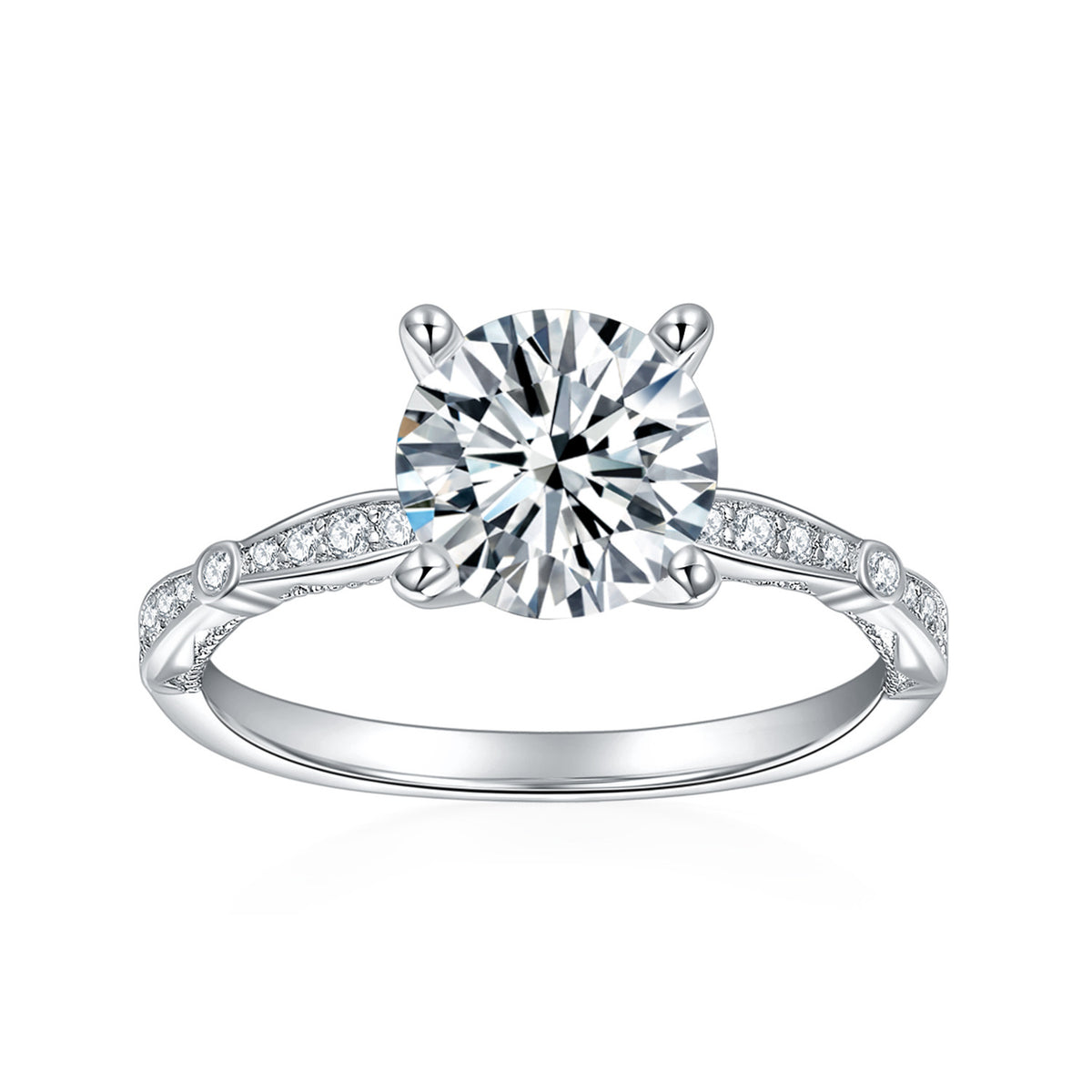 Round 7.5mm Moissanite Ring, 18K Gold-Plated Solitaire Promise Ring for Women product image