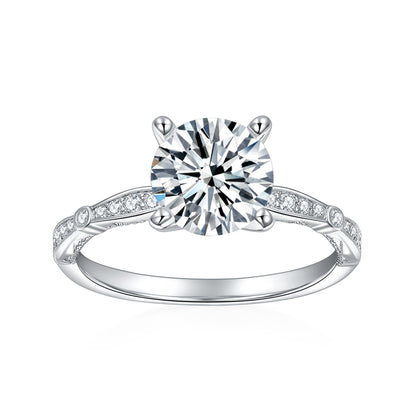 Round 7.5mm Moissanite Ring, 18K Gold-Plated Solitaire Promise Ring for Women
