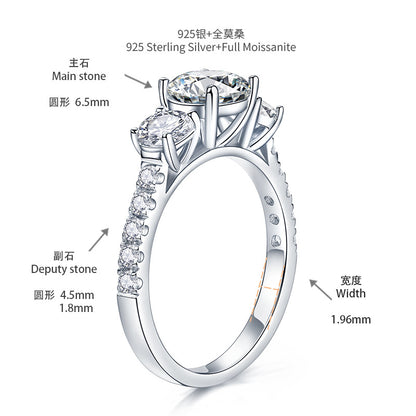Three-Stone Moissanite Ring, 18K Gold-Finish Women’s Engagement Ring
