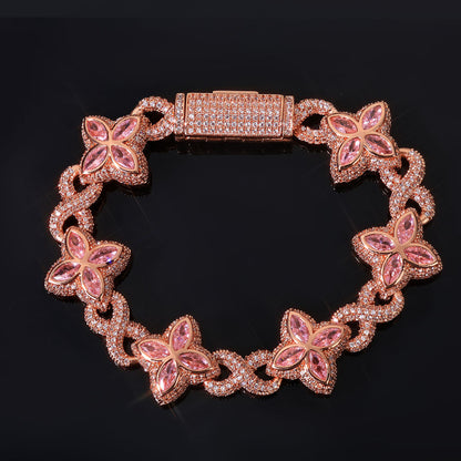 Clover and Infinity CZ Link Copper Bracelet - CHA295