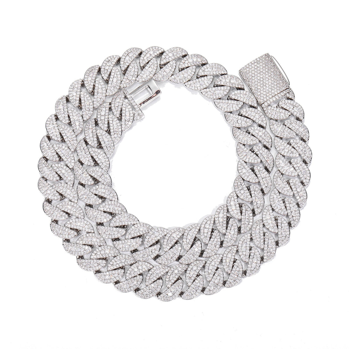 Iced Out 16mm Cuban Link Chain Necklace or Bracelet in Cubic Zirconia for Men & Women product image