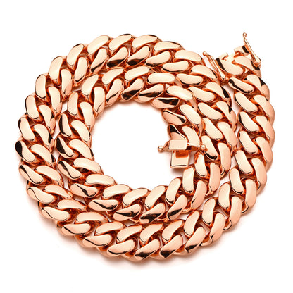 Unisex Gold Tone Cuban Link Chain Necklace & Bracelet Set Hip Hop Statement Jewelry