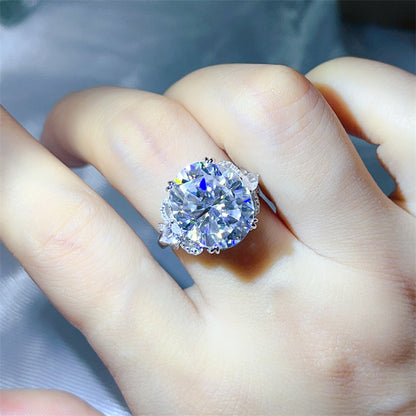 10 Carat Oval Moissanite Butterfly Halo Ring for Women