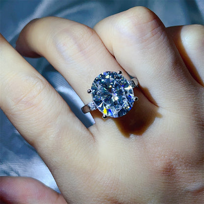 Oval Moissanite Ring for Women, 3 Carat Lace-Style Engagement Ring with Side Accent Stones