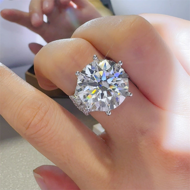10 Carat Round Moissanite Ring for Women, Large Solitaire Engagement Ring, Fashion Wedding Ring product image