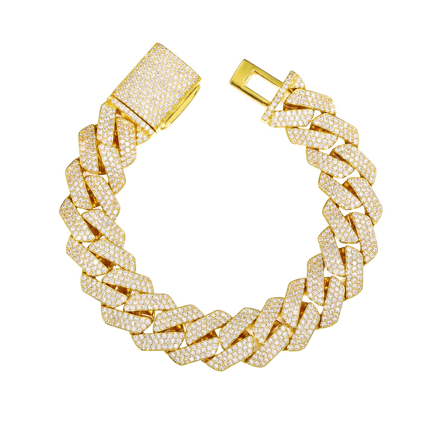 Iced Out Moissanite Cuban Link Bracelet for Men and Women - 16mm Diamond Shape Statement Chain product image
