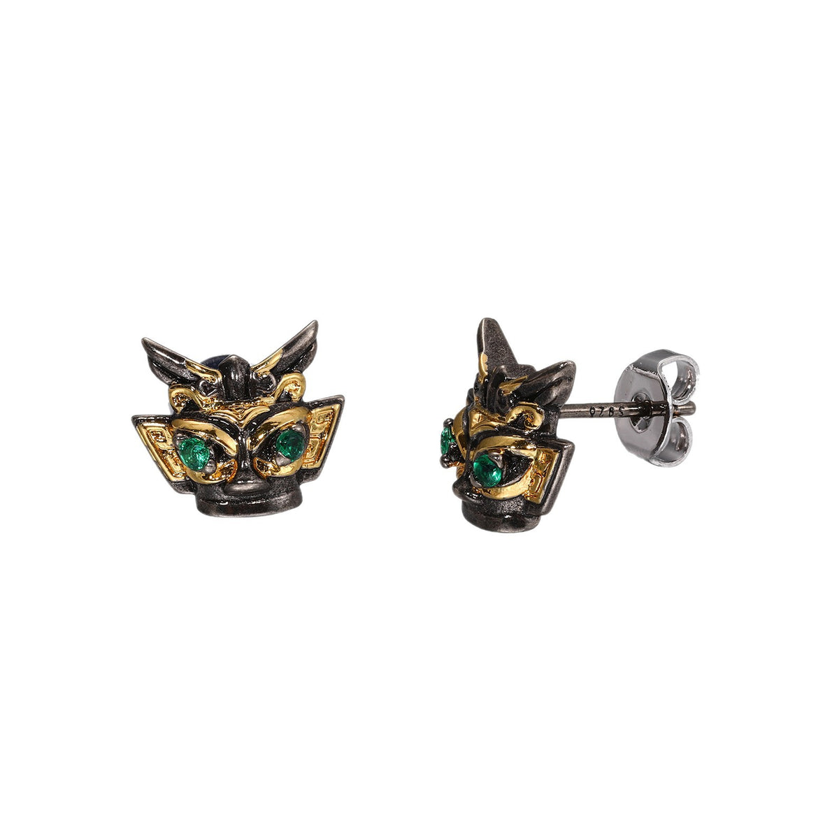 Unisex Vintage Geometric Mask Stud Earrings with Cubic Zirconia Accent product image