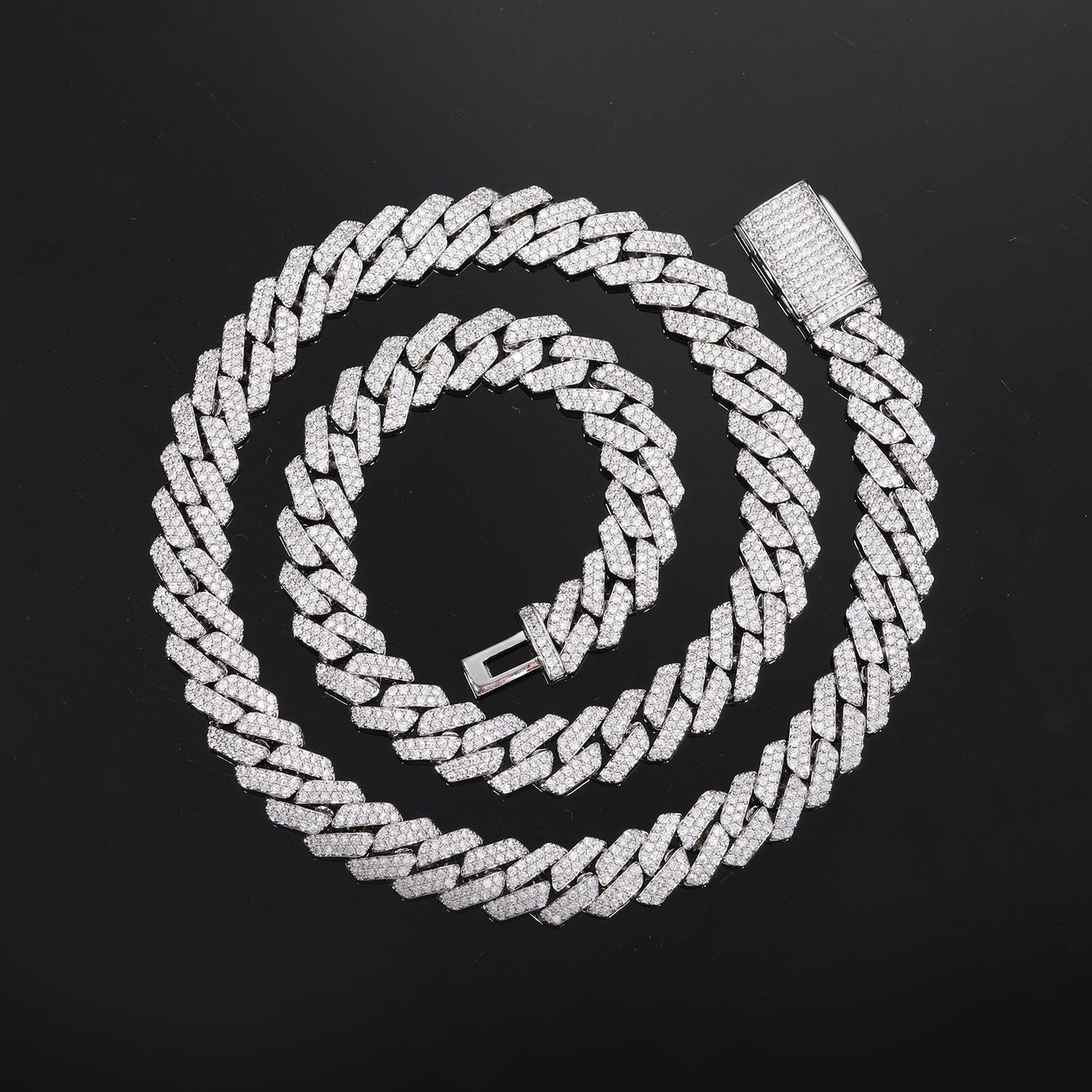 Iced Out Cuban Link Chain Necklace for Men and Women, Geometric Zircon Pendant Chain in Gold or Silver Tone product image