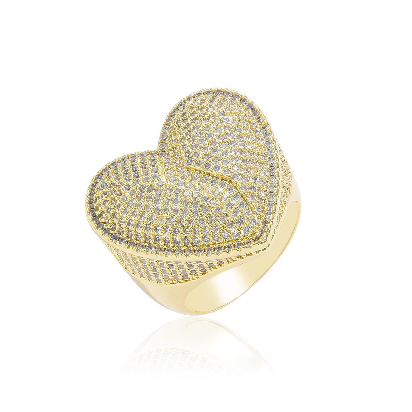 Hip Hop Heart Cubic Zirconia Ring for Men