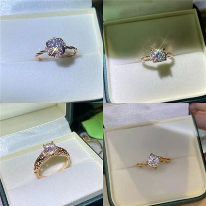 Moissanite Floral Solitaire Ring for Women, Rose Bloom Twist Engagement Style Ring, Sizes 8-19