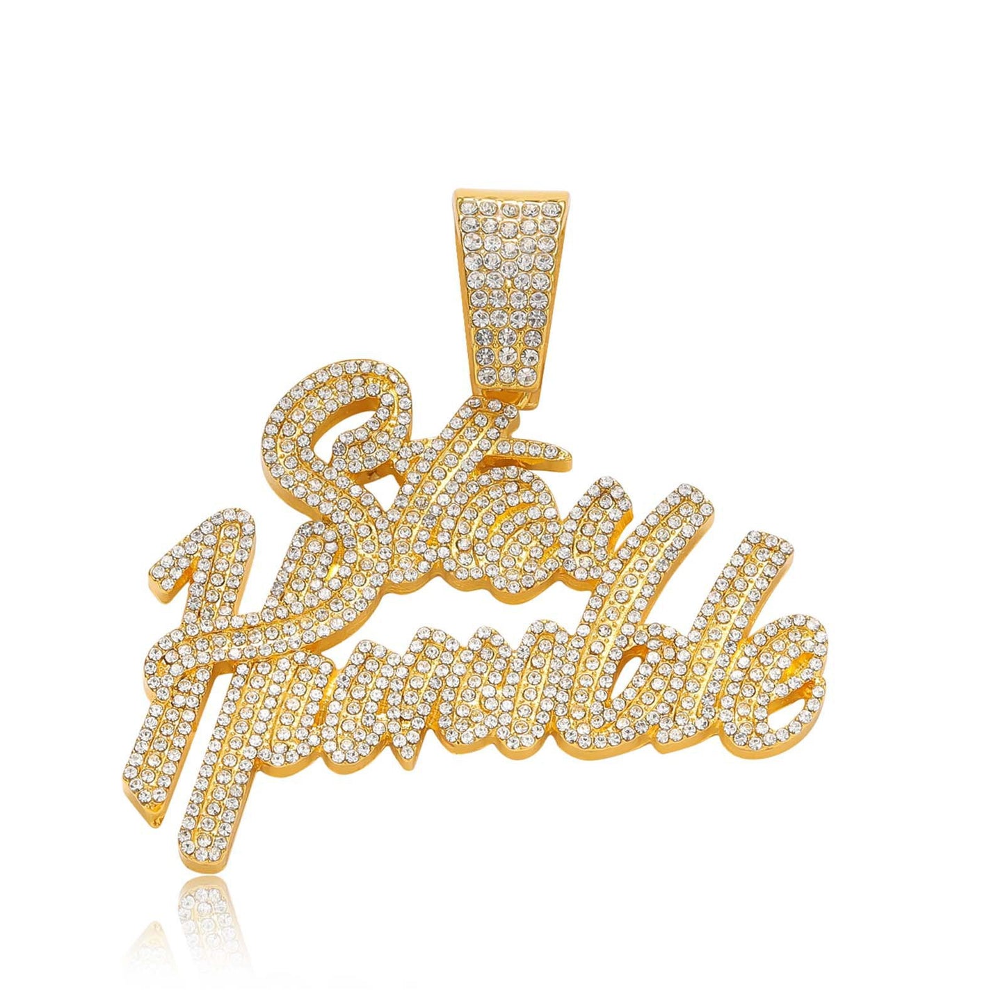 Hip Hop Letter Cuban Link Alloy Pendant Necklace for Men and Women