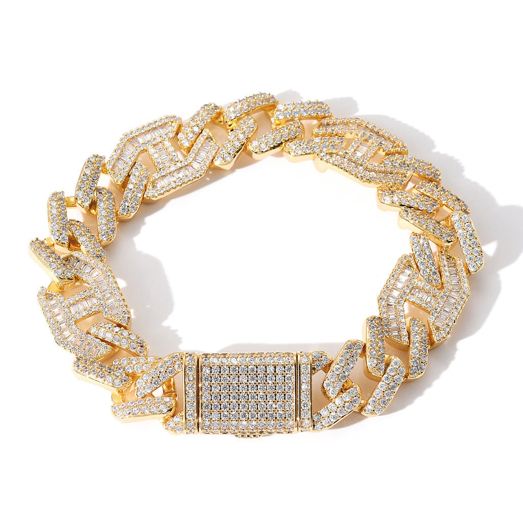 Hip Hop Light Luxury Cuban Link Cubic Zirconia Bracelet for Men