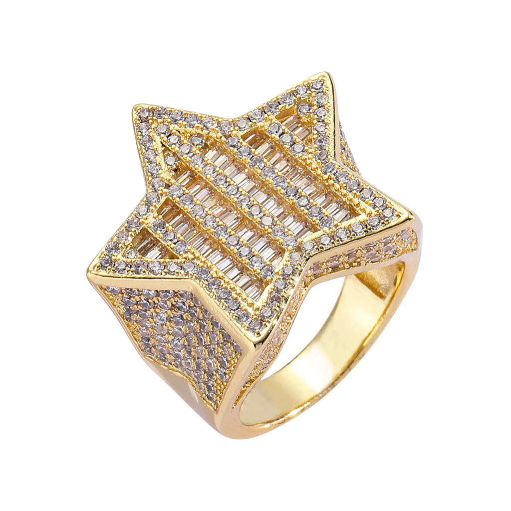 Hip Hop Star Cubic Zirconia Ring for Men