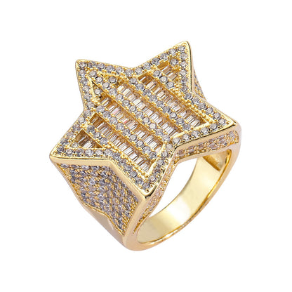 Hip Hop Star Cubic Zirconia Ring for Men