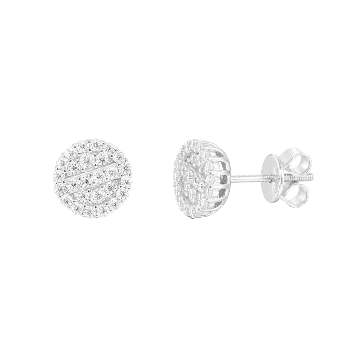 925 Sterling Silver Moissanite Round Stud Earrings Unisex Hip Hop Style product image