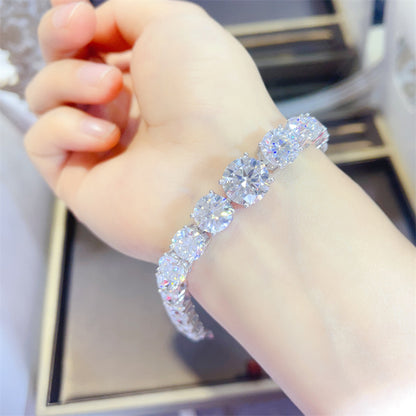 Moissanite Tennis Bracelet for Women, Round Four-Prong Full Stone Bracelet, 15cm 16cm 17cm 18cm
