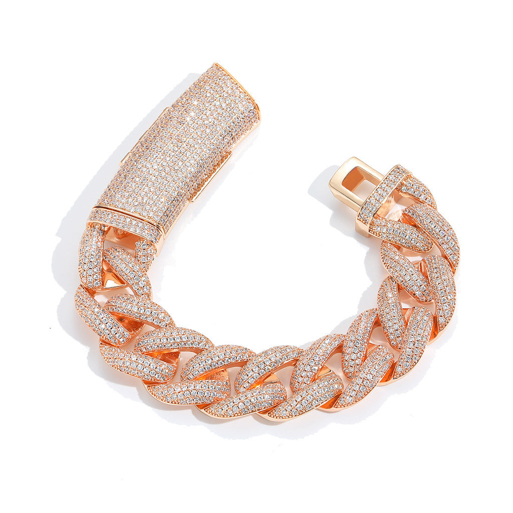 Hip Hop Cuban Link Bubble Cubic Zirconia Bracelet for Men