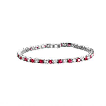 Red and Clear Stone Tennis Bracelet for Women, Four-Prong Stackable Bracelet