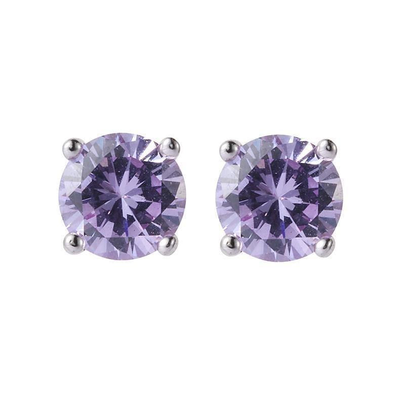 S925 Moissanite Stud Earrings, Classic Four-Prong Round Earrings for Women, Colored and White Stone Options product image