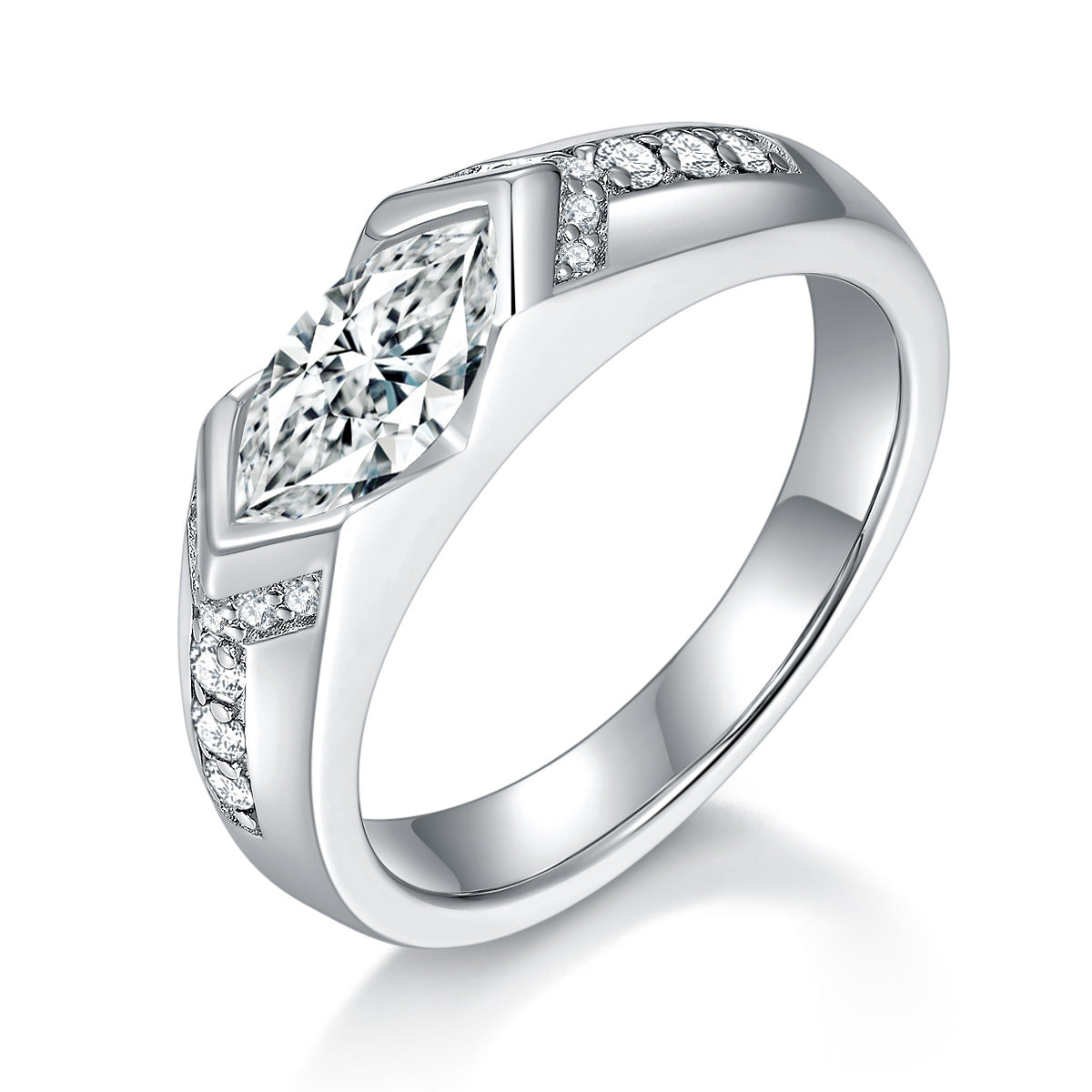 1 Carat Marquise Moissanite Ring, Black White Contrast, 18K Gold-Plated Unisex Ring product image