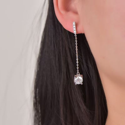 925 Silver Moissanite Snowflake Drop Earrings for Women