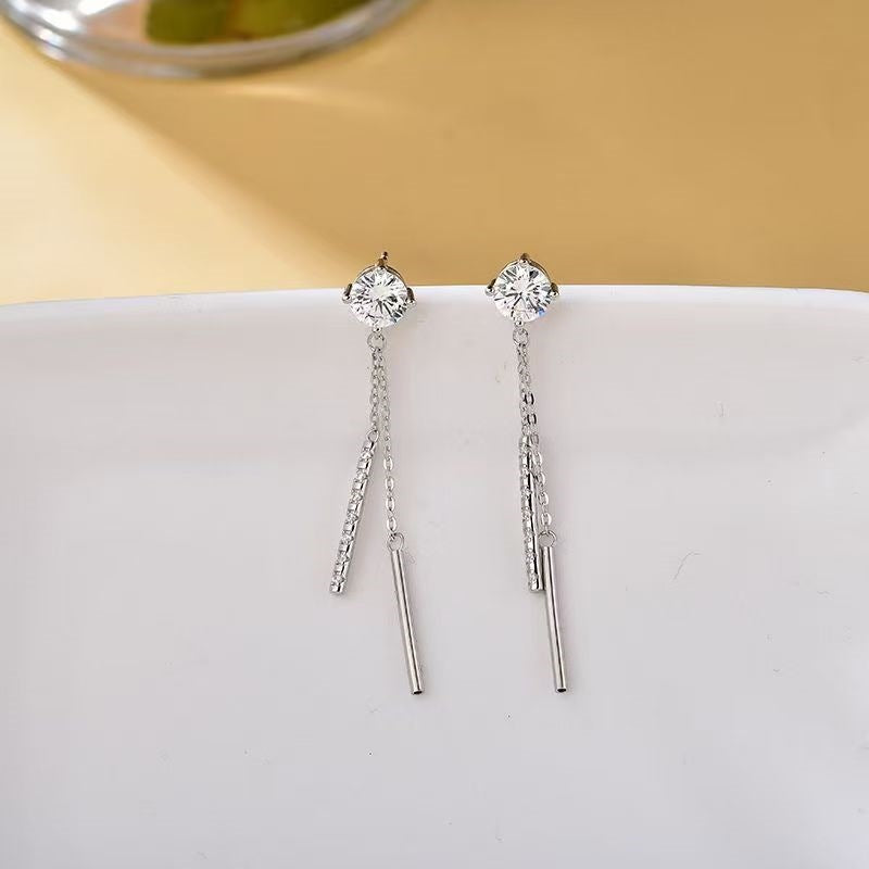 925 Silver Moissanite Snowflake Drop Earrings for Women product image