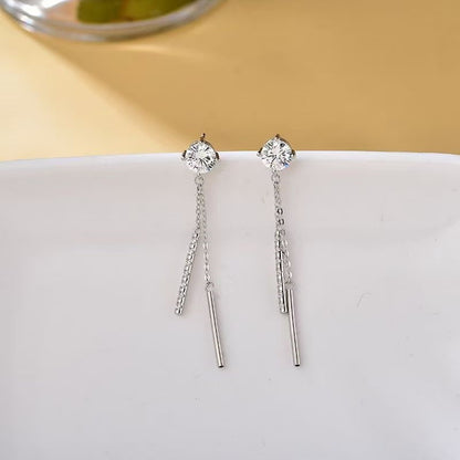 925 Silver Moissanite Snowflake Drop Earrings for Women