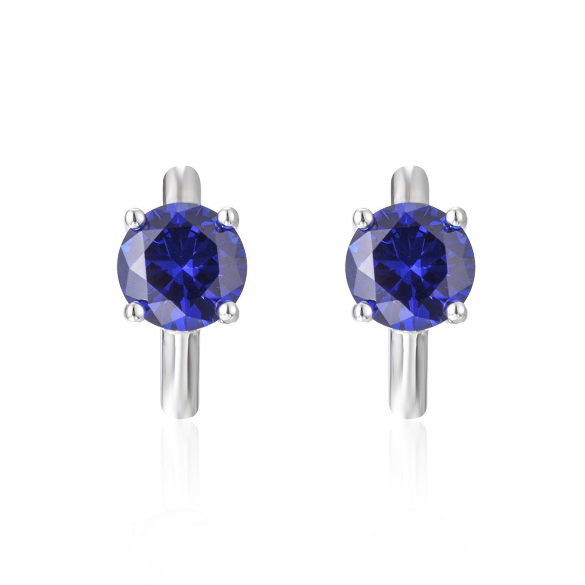 S925 Hoop Earrings for Women, Round Blue Red Stone, 18K Gold Plated product image