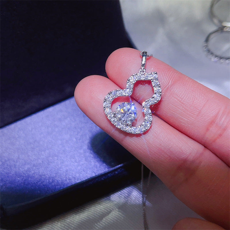 925 Silver Moissanite Gourd Pendant Necklace for Women product image