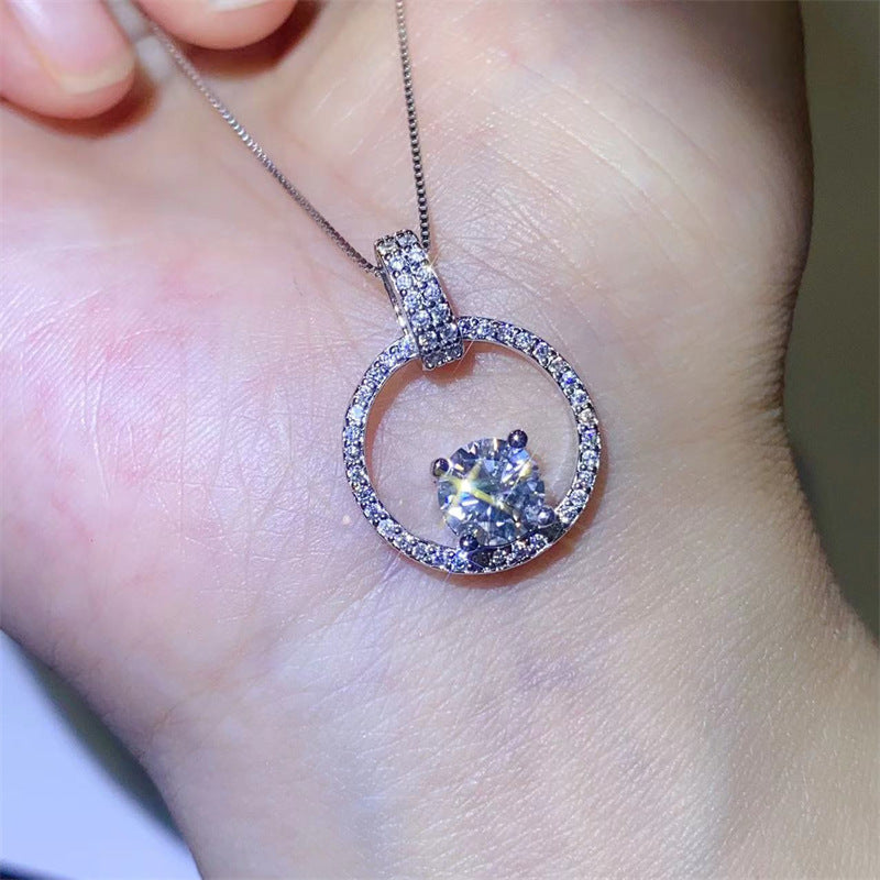 1 Carat Moissanite Circle Pendant Necklace for Women, Pavé U-Shaped Clavicle Chain product image