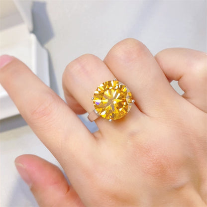Yellow Moissanite Solitaire Ring for Women, Round Cut Engagement Ring, 1 Carat 2 Carat 3 Carat 5 Carat 10 Carat