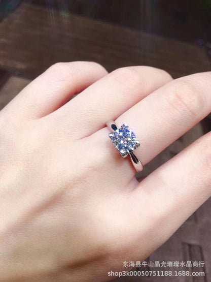 Moissanite Solitaire Ring Polished Four-Prong Statement Engagement Style Ring