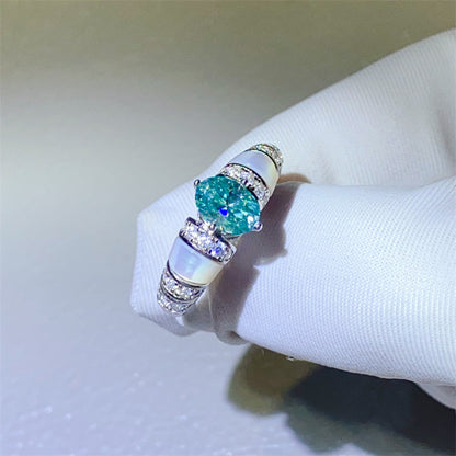 Pear Shape Moissanite Ring for Women with Pavé Accent Band, Pink or Mint Stone, Halo Style Promise Engagement Ring