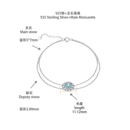 Oval Halo Bracelet, Double-Chain Adjustable Wrist Jewelry