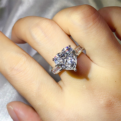 Heart Cut Moissanite Ring for Women, Halo-Style Engagement Ring, 1 Carat 2 Carat 3 Carat 5 Carat Promise Ring