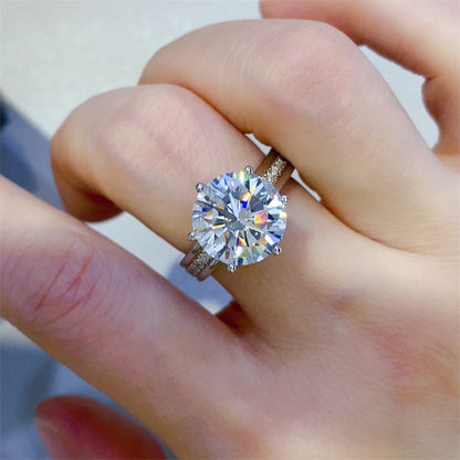 Moissanite Ring for Women Hidden Halo Solitaire Engagement Ring with U-Shaped Band, 1CT 2CT 3CT 5CT