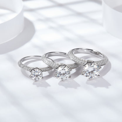 5 Carat Moissanite Halo Engagement Ring, 925 Sterling Silver Solitaire Ring for Women