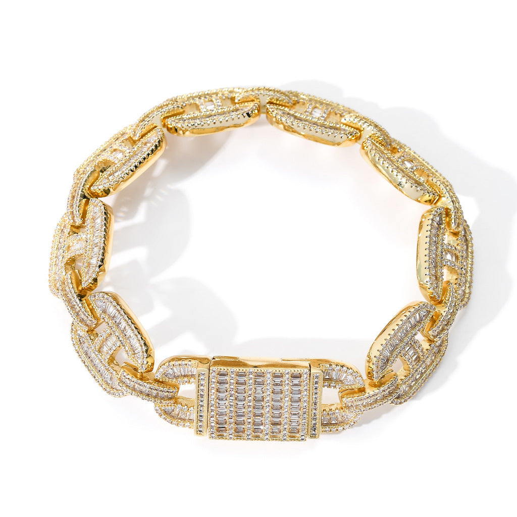 Hip Hop Cuban Link Cubic Zirconia Bracelet for Men