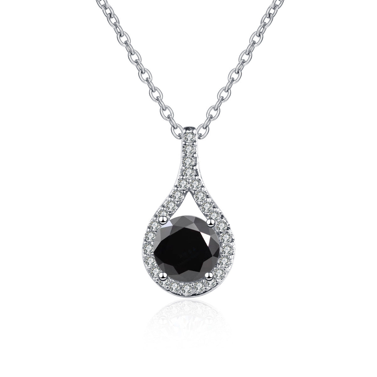 1ct S925 Silver Moissanite Teardrop Pendant Necklace, Box Chain, Color Options product image
